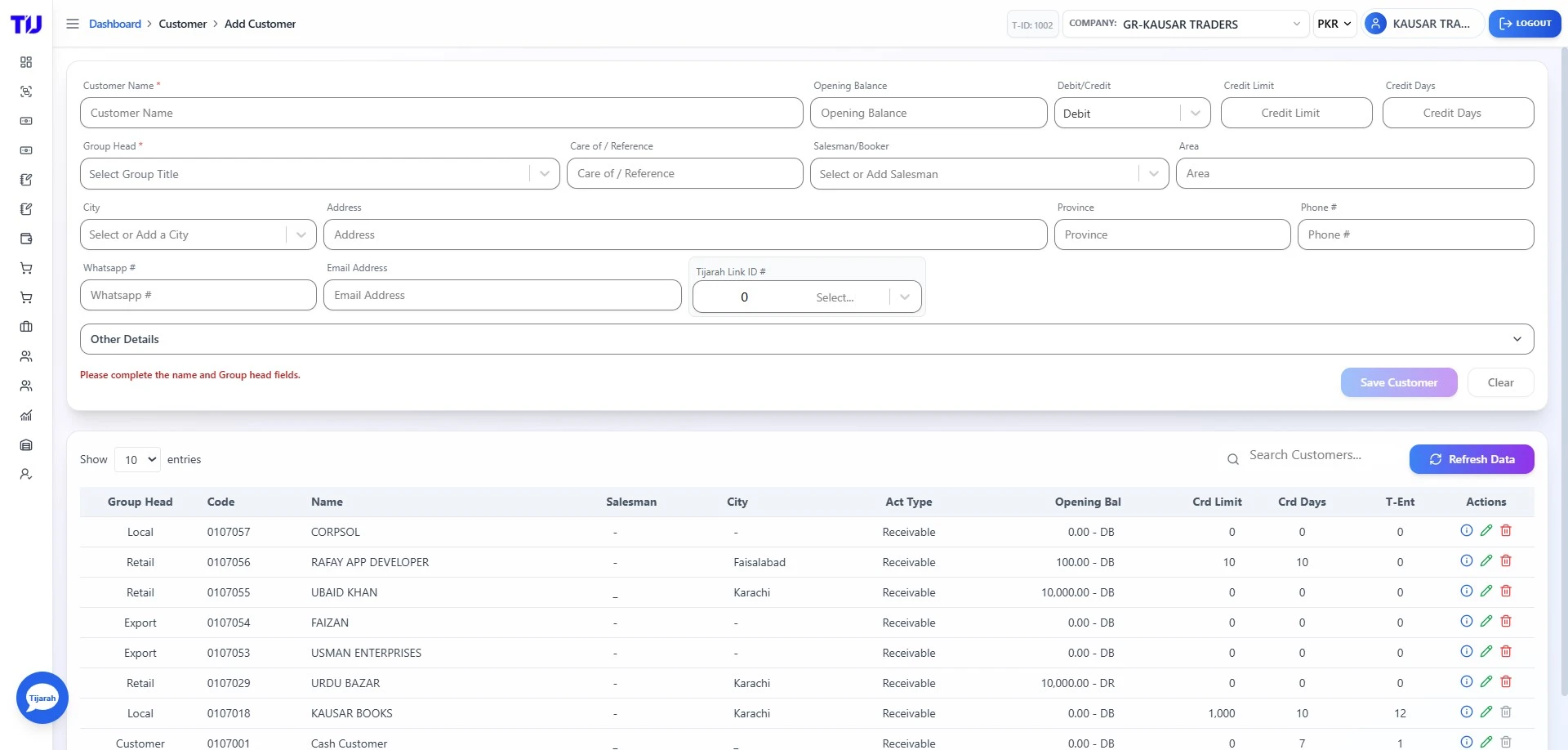 Manage Customers Easily Online POS software Pakistan dashboard showing sales overview, customers, suppliers, receivables, payables, expenses, and recent transactions in one smart interface.